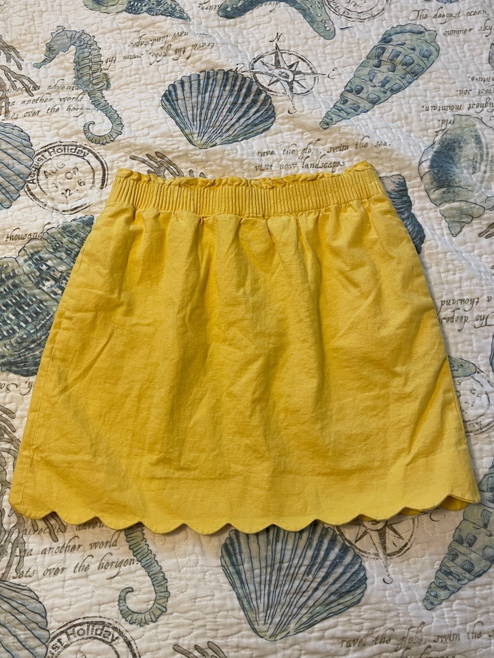 J. Crew Bright Yellow Scallop-Hem A-Line Skirt Size 4